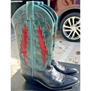 Vintage Code West Green/Black/Red Leather Gucci Color Western Boots size 6M